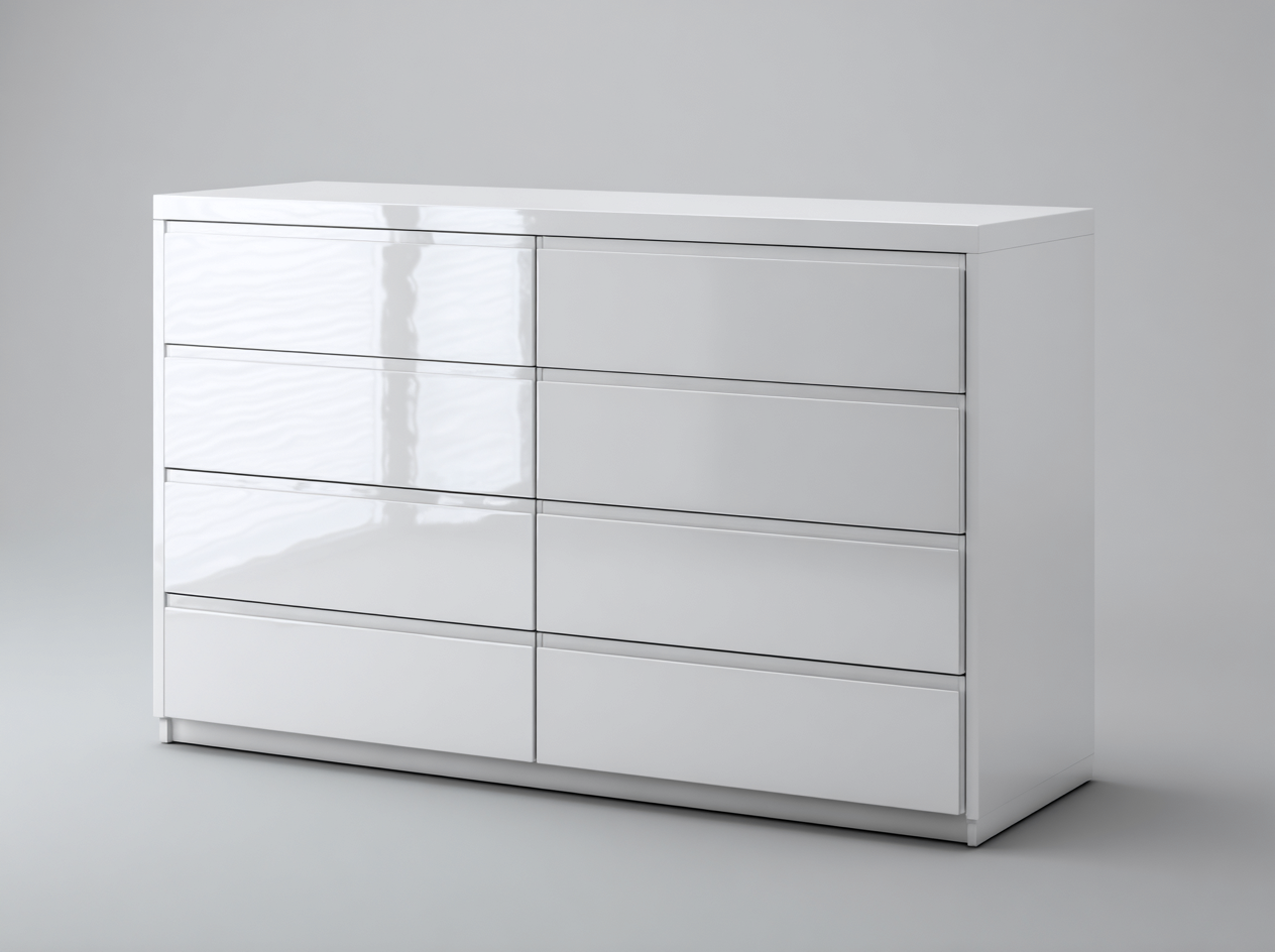 Kommode mit Schubladen aus Holz 140x45x85 cm - Weiß - Moderne Schlafzimmerkommode mit 8 Schubladen-Namovihaus