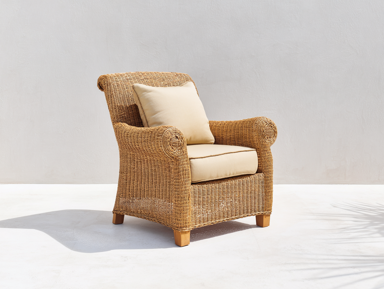 Geflechtsessel Rattan 85x82x92 cm - naturfarben-beige - klassischer Lounge-Stil-Rodiacasa
