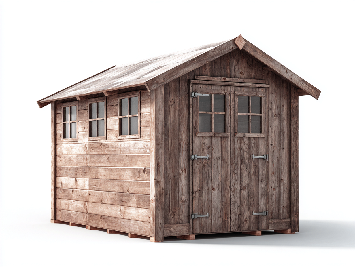 Gartenhäuser Holz 300x240x250 cm Naturbraun für Garten - Rustikales Design mit Doppeltür und Fenstern-Rodiacasa