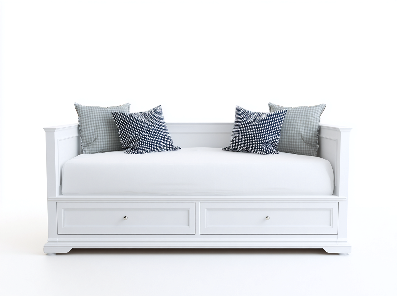 Schlafsofa Holzwerkstoff 205x95x88 cm - Weiß - klassischer Stil mit 2 Schubladen-Rodiacasa