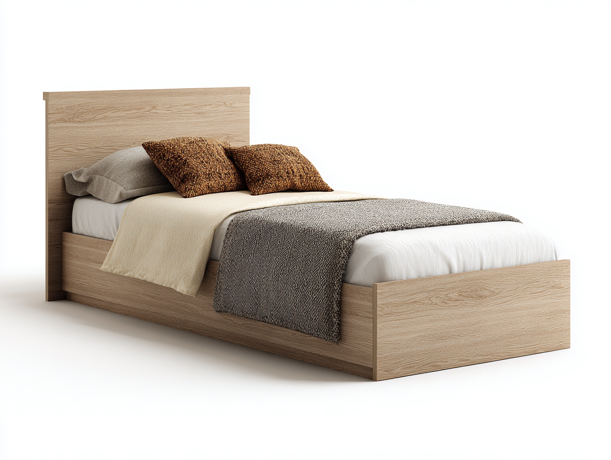 Einzelbett Holz 200x100x95 cm Naturbraun - modernes Design mit hohem Kopfteil-Rodiacasa
