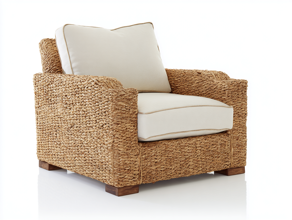 Geflechtsessel Rattan 96 x 90 x 80 cm - Natur-Creme - für Wohnzimmer und Wintergarten-Rodiacasa
