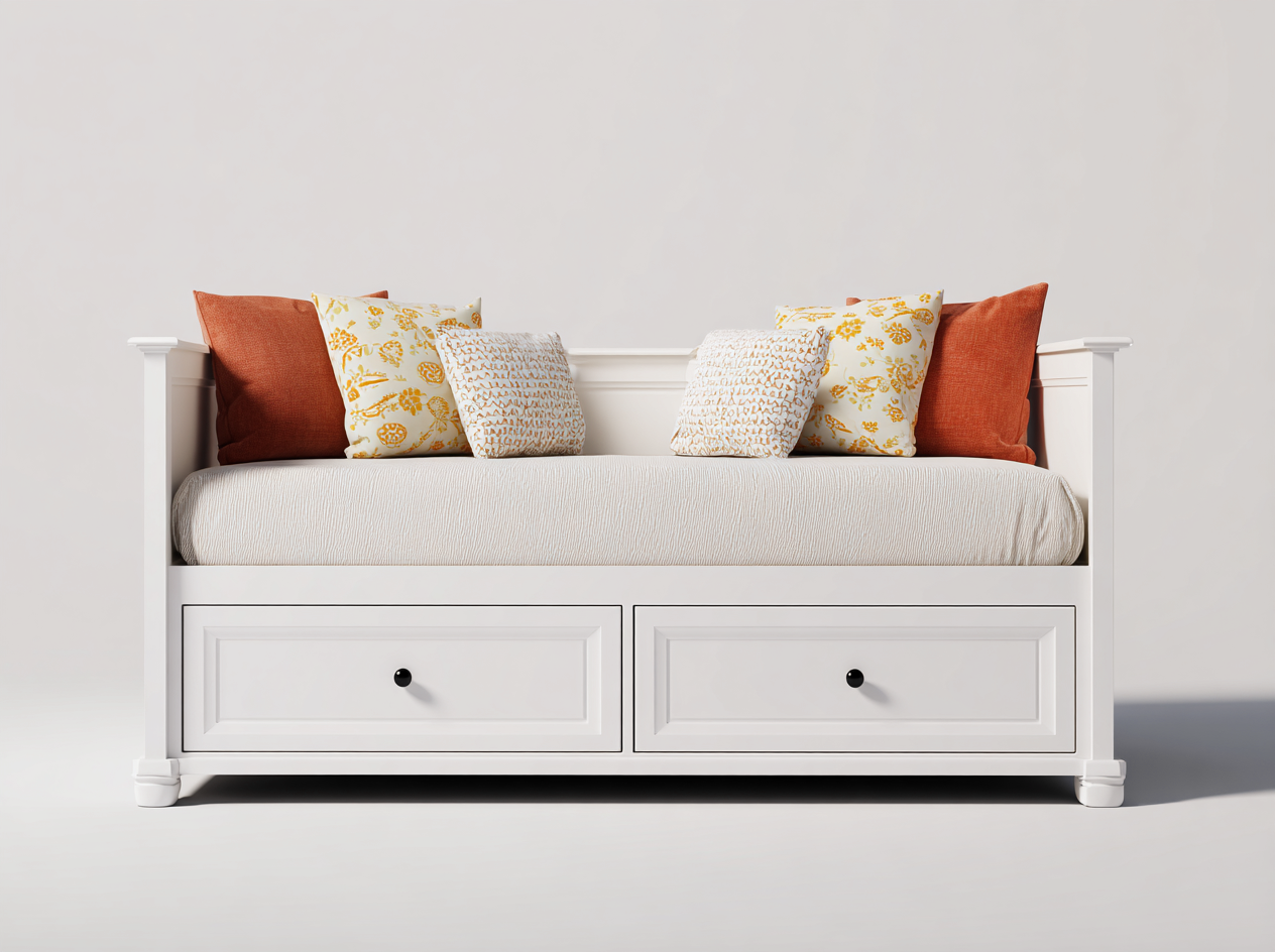 Schlafsofa Holzwerkstoff 205x90x88 cm - Weiß - Landhausstil mit Stauraum-Rodiacasa
