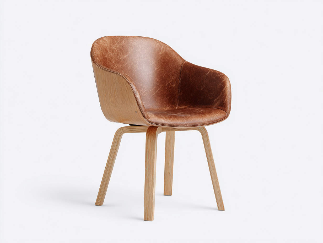 Esszimmerstühle Kunstleder und Holz 58x56x82 cm - Braun-Naturholz - moderner Stil-Solendanest