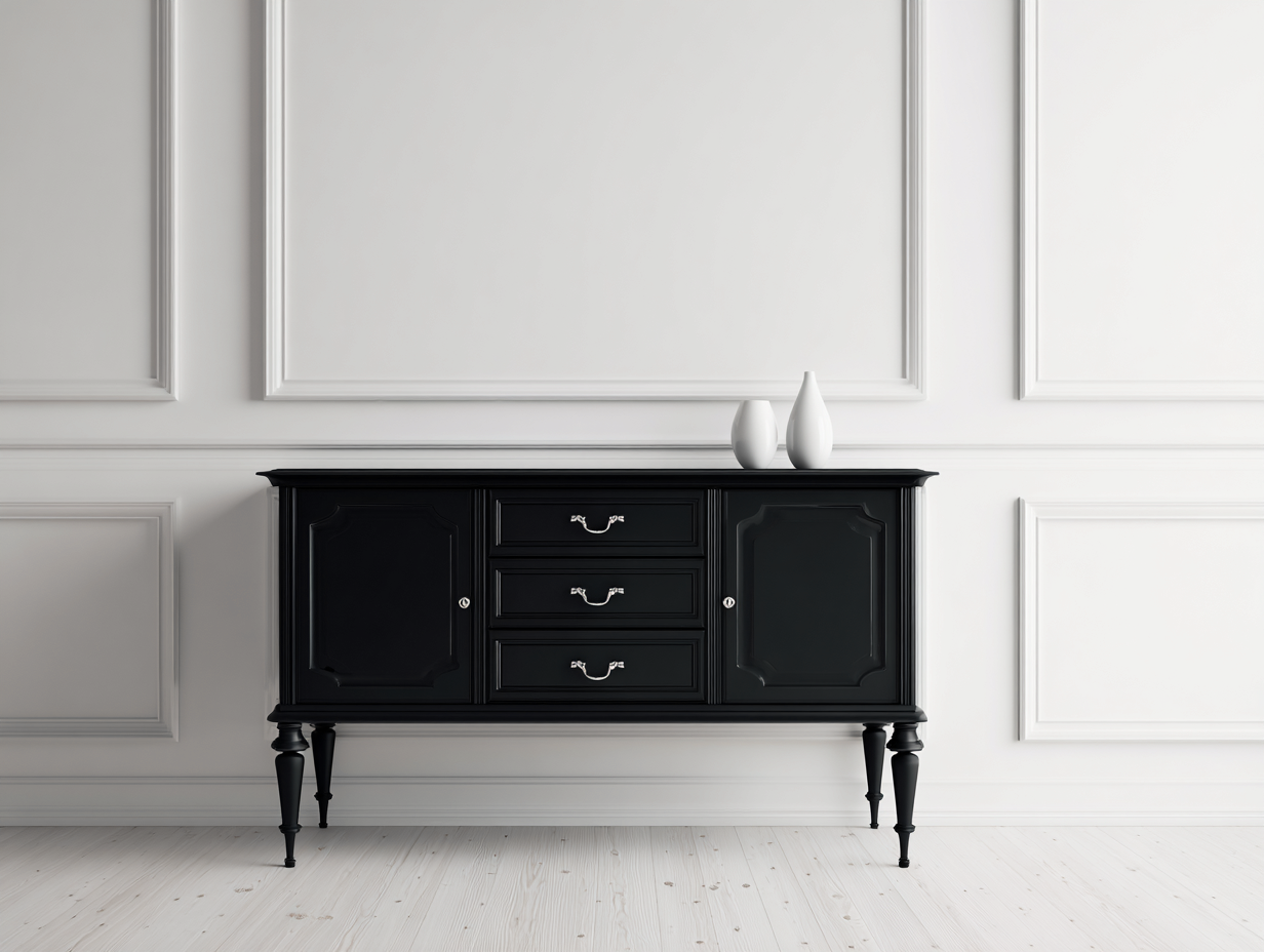Dielenschränke Holz 170 x 42 x 85 cm - Schwarz - für Flur mit 2 Türen und 3 Schubladen-Solendanest