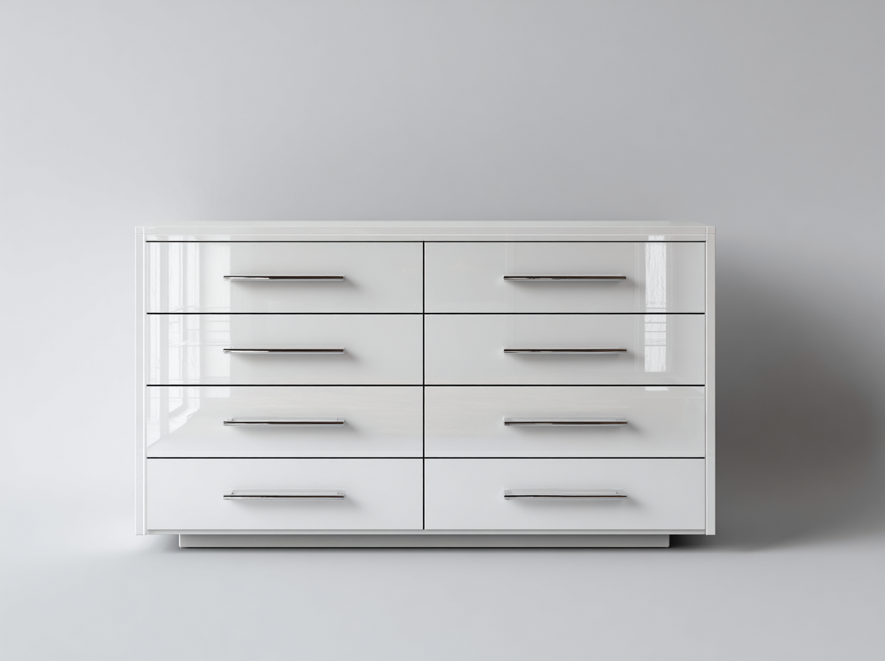 Kommode mit Schubladen Holz 140x45x85 cm Weiß für Schlafzimmer - Modernes Design mit 8 Schubladen-Solendanest