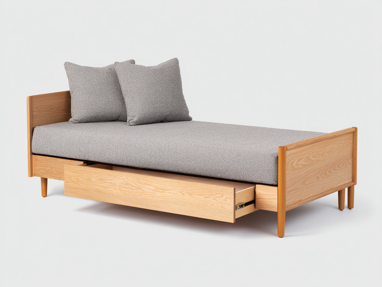 Einzelbett Holz 205 x 100 x 75 cm - Natur - für Schlafzimmer mit 2 Schubladen-Solendanest
