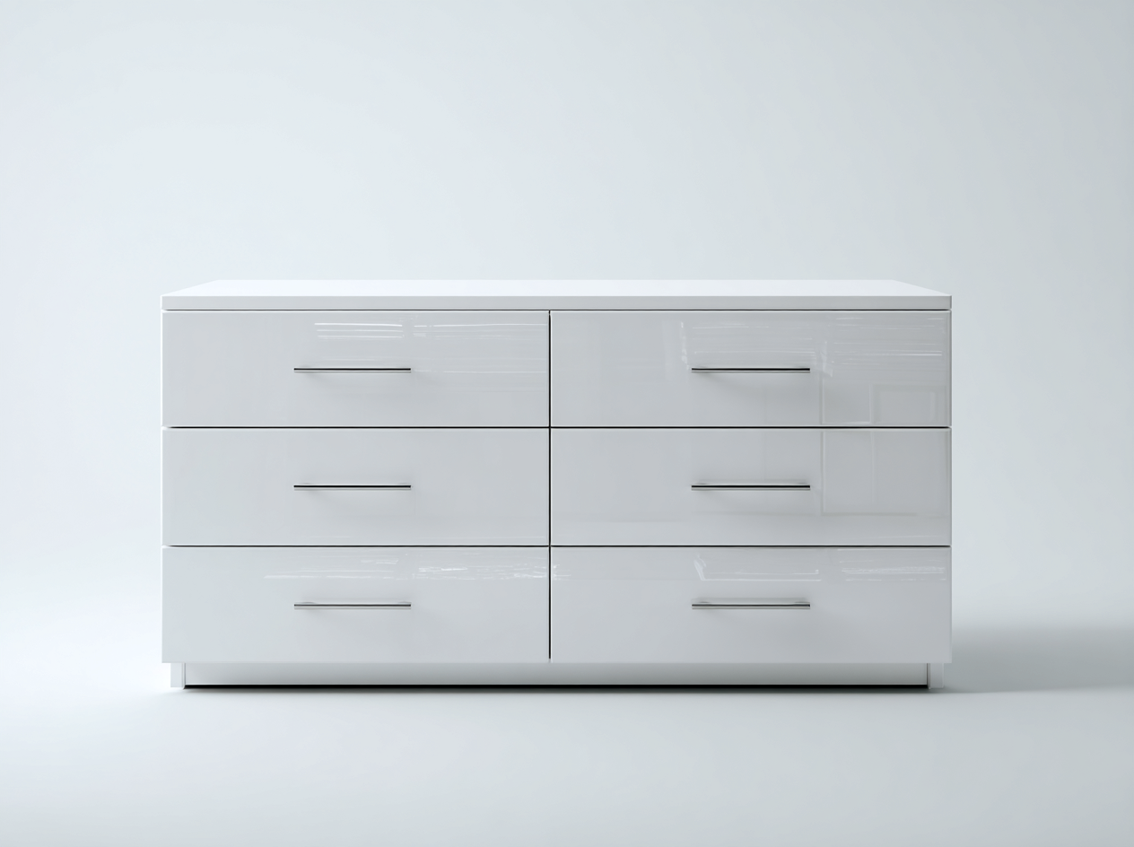 Kommode mit Schubladen Holzwerkstoff 150 x 45 x 78 cm - Weiß - für Schlafzimmer mit 6 Schubladen-Solendanest
