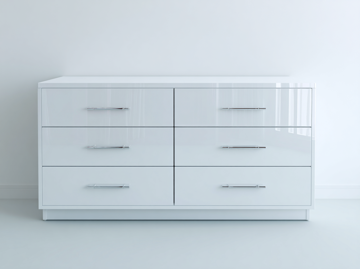 Kommode mit Schubladen Holz 140x45x80 cm Weiß für Schlafzimmer - Modernes Design mit 6 Schubladen-Solendanest