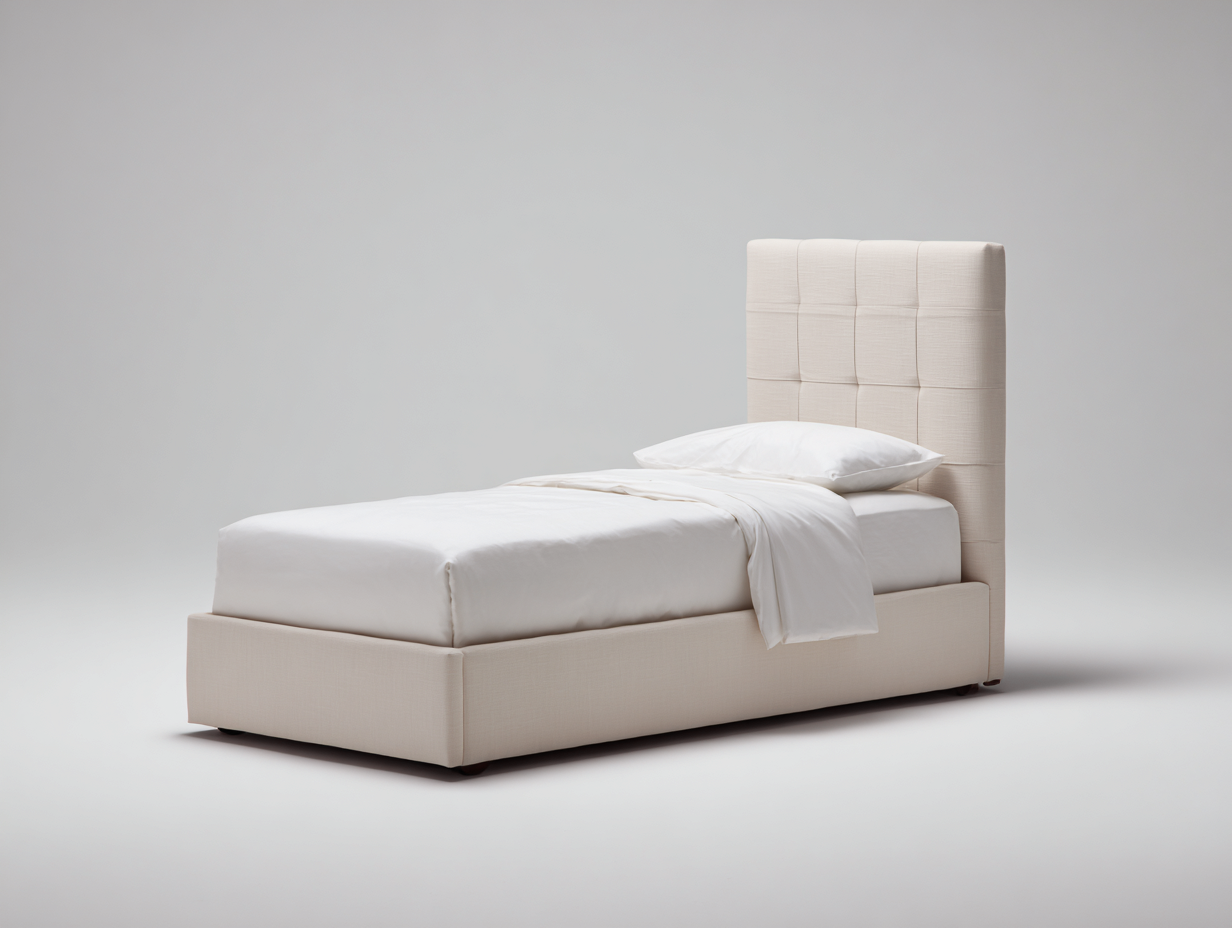 Einzelbett Stoff 205 x 100 x 108 cm - Beige - für Schlafzimmer mit gepolstertem Kopfteil-Solendanest
