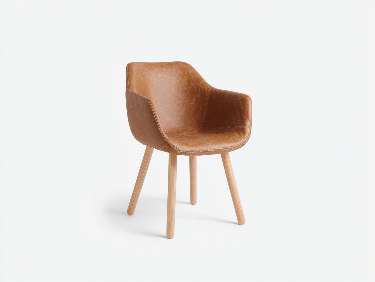 Esszimmerstühle Kunstleder und Holz 58x60x85 cm - braun-naturfarben - moderner Retro-Stil-Solendanest