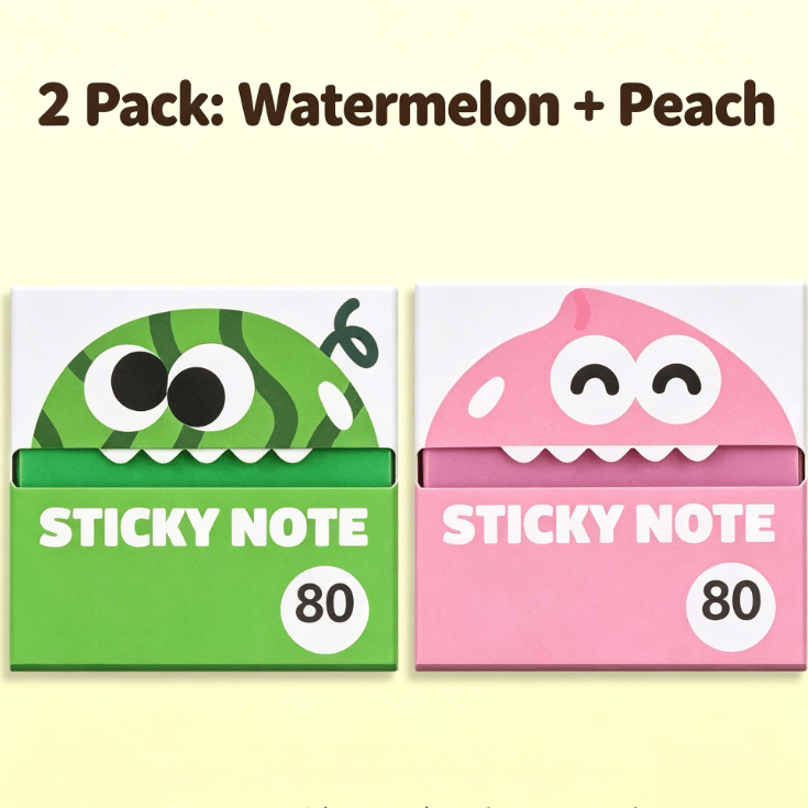 🍓 Fruit Monster Transparent Pull Out Sticky Notes | Semi-Transparent No Residue Index Tabs For Students & Office Marking