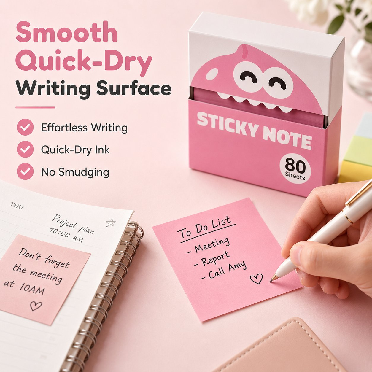 🍓 Fruit Monster Transparent Pull Out Sticky Notes | Semi-Transparent No Residue Index Tabs For Students & Office Marking