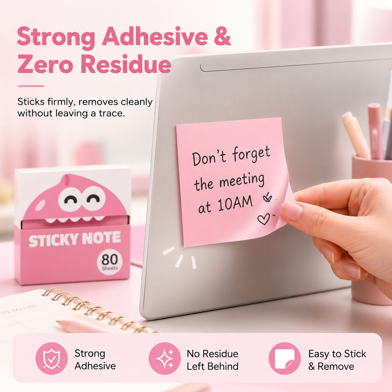 🍓 Fruit Monster Transparent Pull Out Sticky Notes | Semi-Transparent No Residue Index Tabs For Students & Office Marking