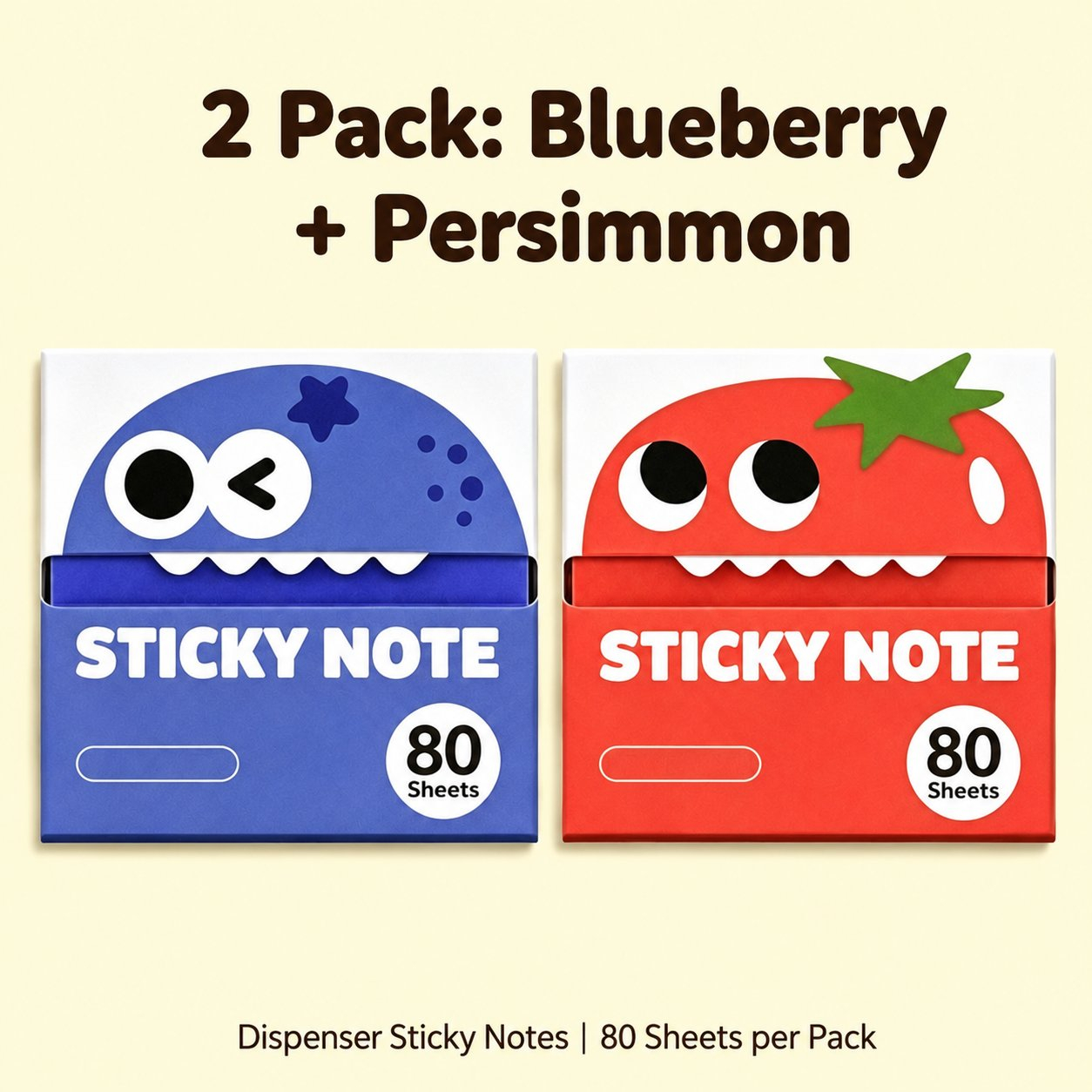 🍓 Fruit Monster Transparent Pull Out Sticky Notes | Semi-Transparent No Residue Index Tabs For Students & Office Marking