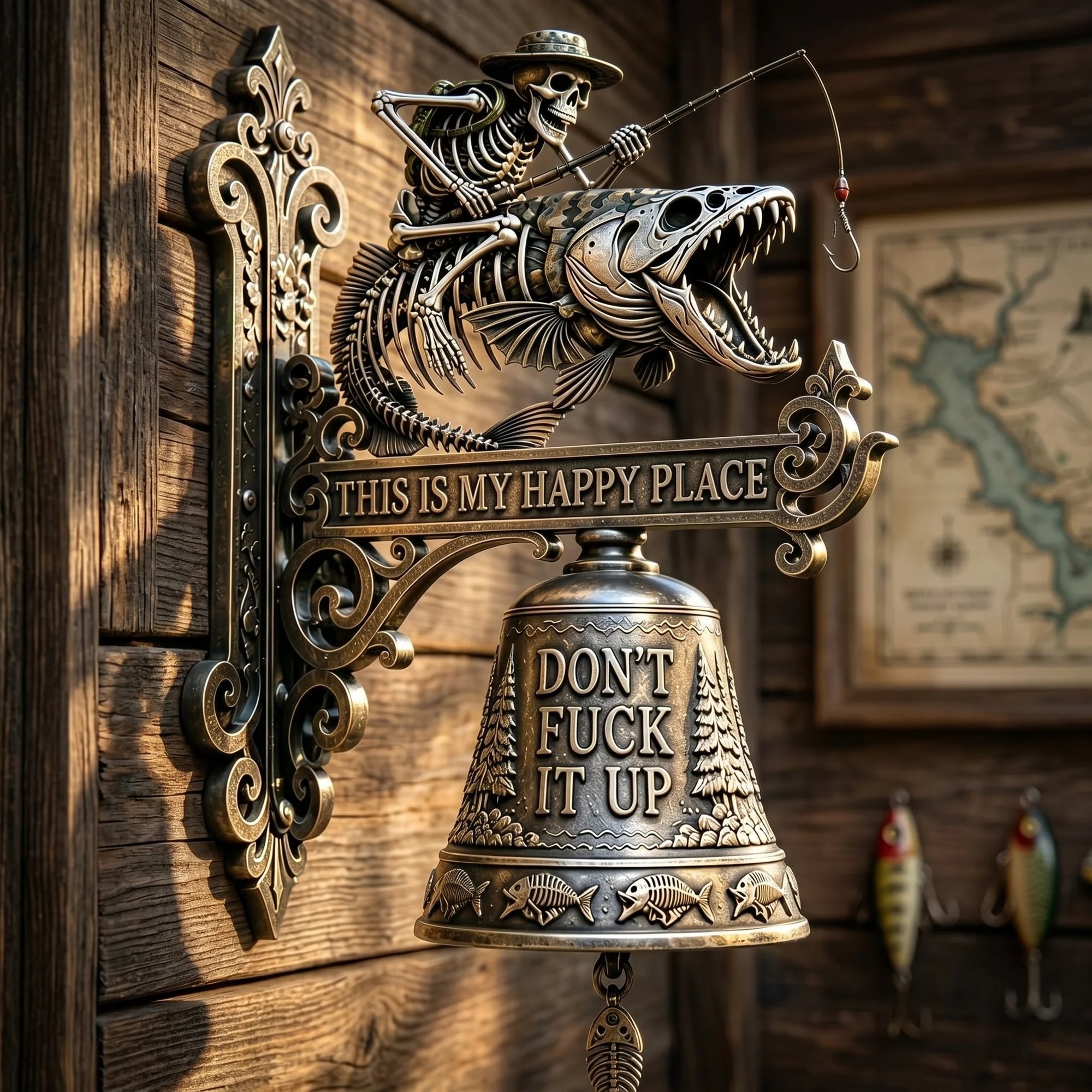 🔥HOT SALE🔥💀 Skeleton “This Is My Happy Place” Wall Bell