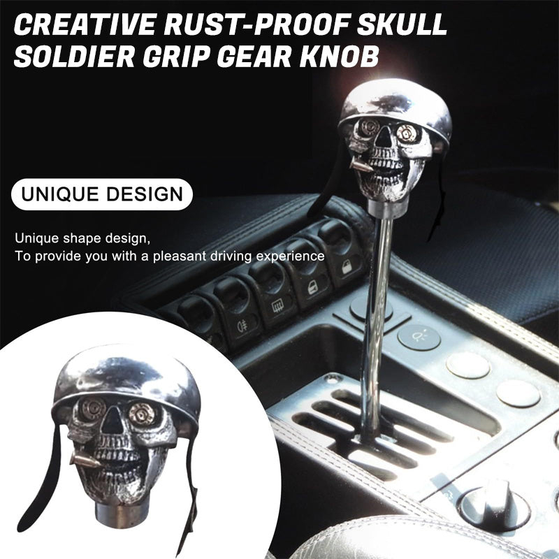 💀Skull Soldier Grip - Handcrafted Gear Knob