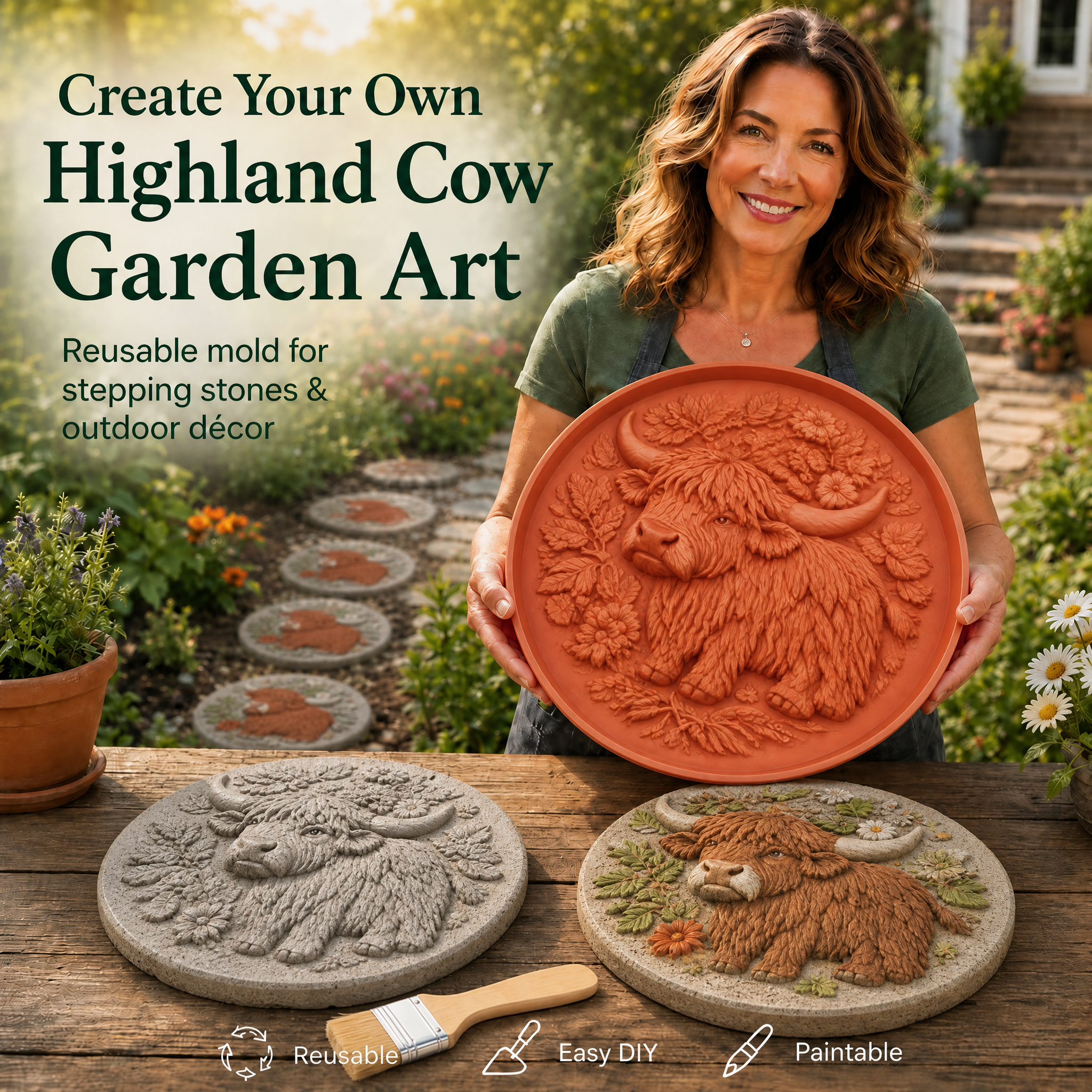 💥 LAST DAY 49% OFF - 🌻 Reusable Sunflower Stepping Stone Mold