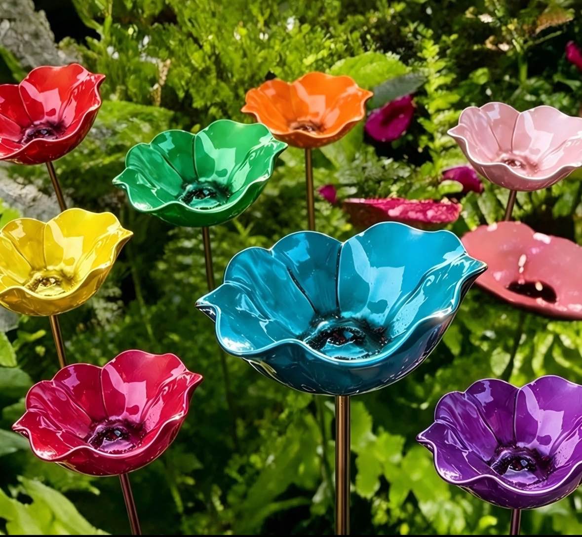 🔥🔥🔥HOT SALE--🎁Handmade Metal Flower Garden Stake🐦