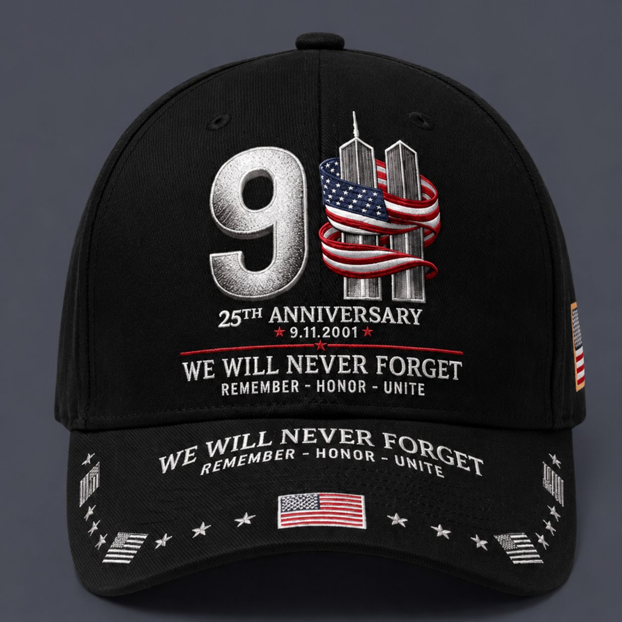 9/11 25th Anniversary We Will Never Forget Printed Memorial Baseball Cap🧢