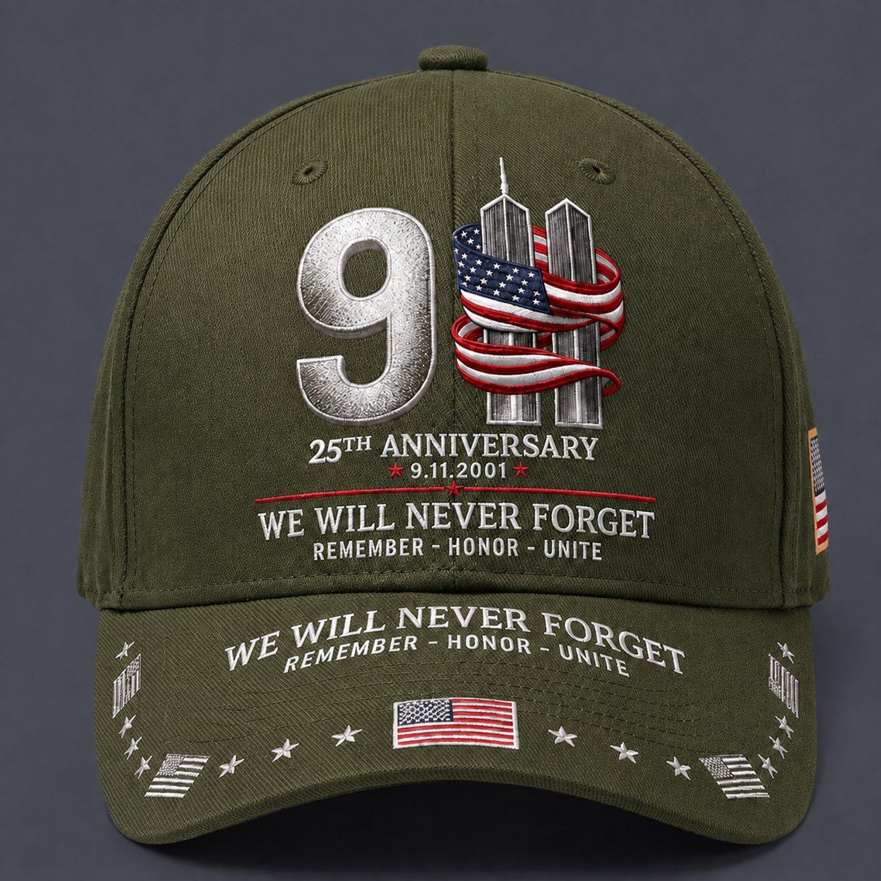 9/11 25th Anniversary We Will Never Forget Printed Memorial Baseball Cap🧢