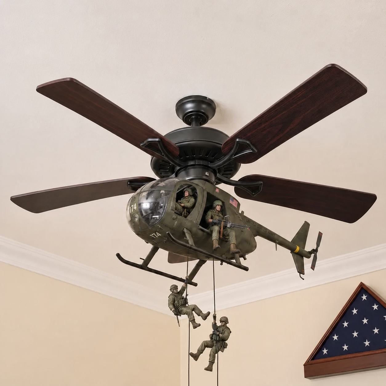 🔥 LAST DAY 50% OFF-🚁 Helicopter Ceiling Fan Decoration – Military Aviation Display