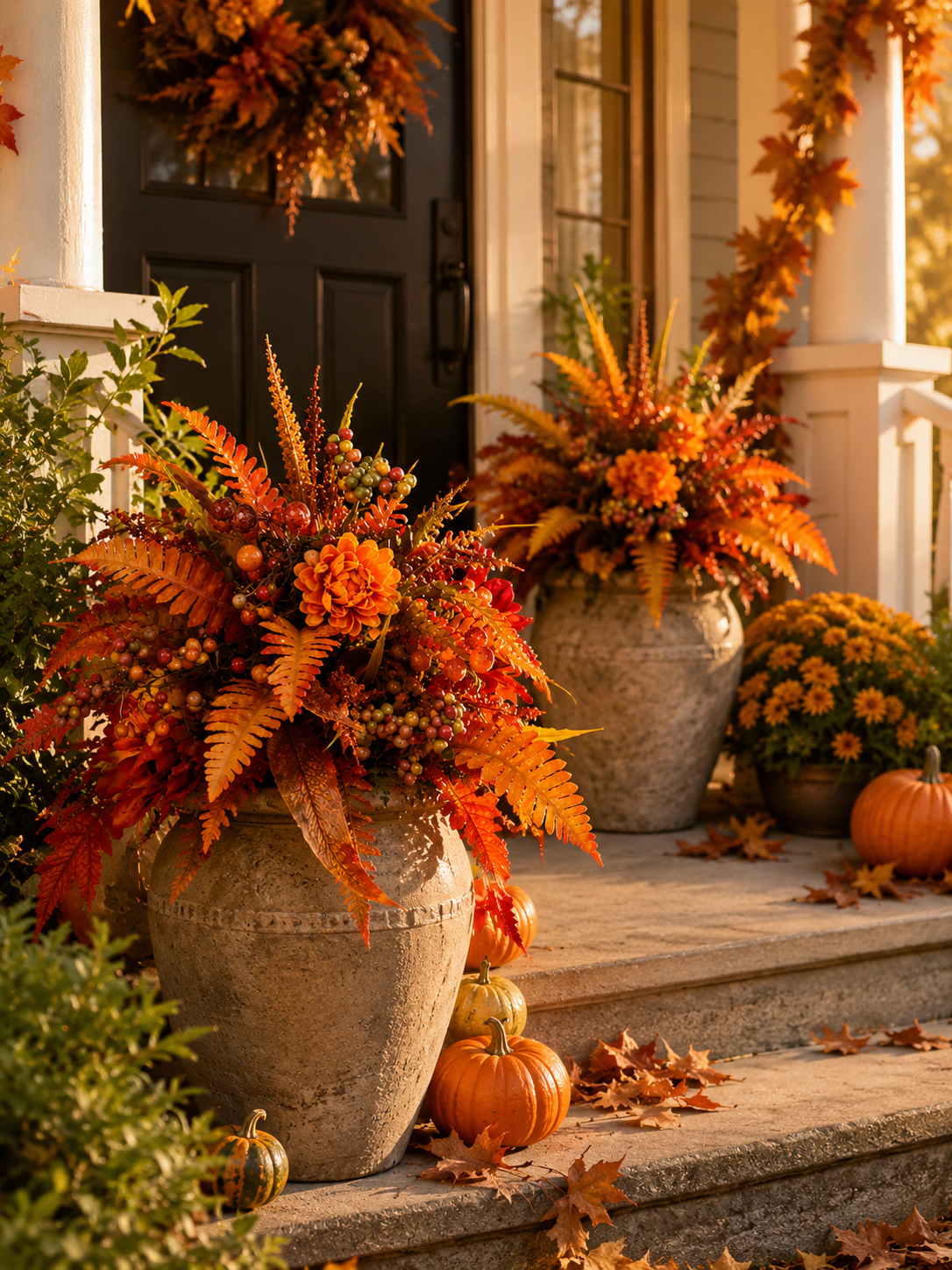 Artificial autumn floral arrangement for seasonal decoration