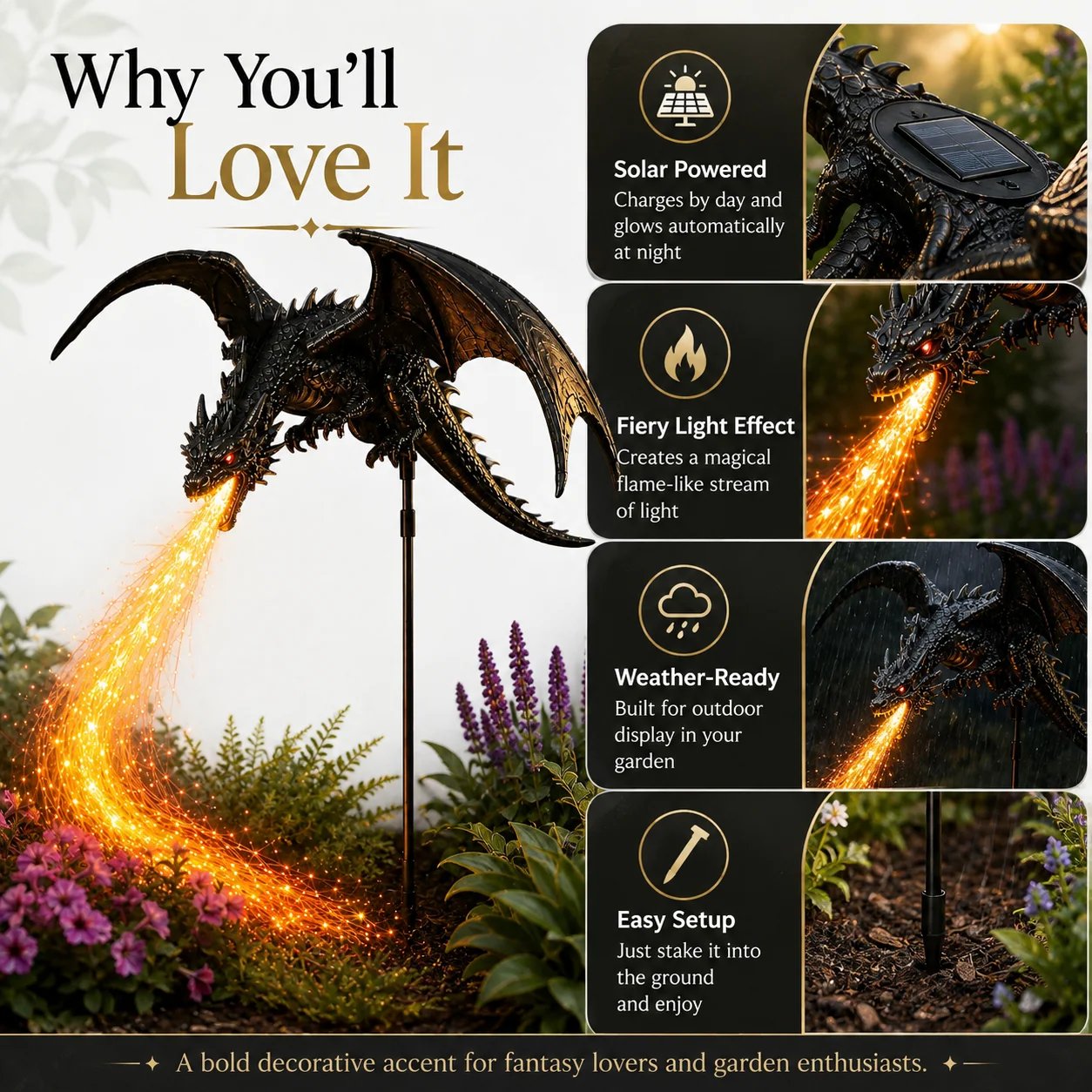 🔥New Arrival & Free Shipping🐲Solar Dragon Fire Garden Light