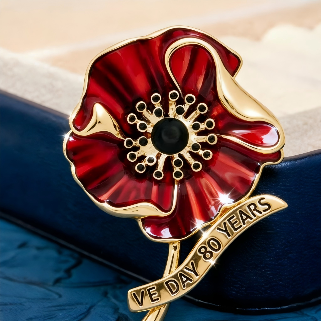 VE Day 80 Poppy Brooch | Limited Edition Anniversary Keepsake