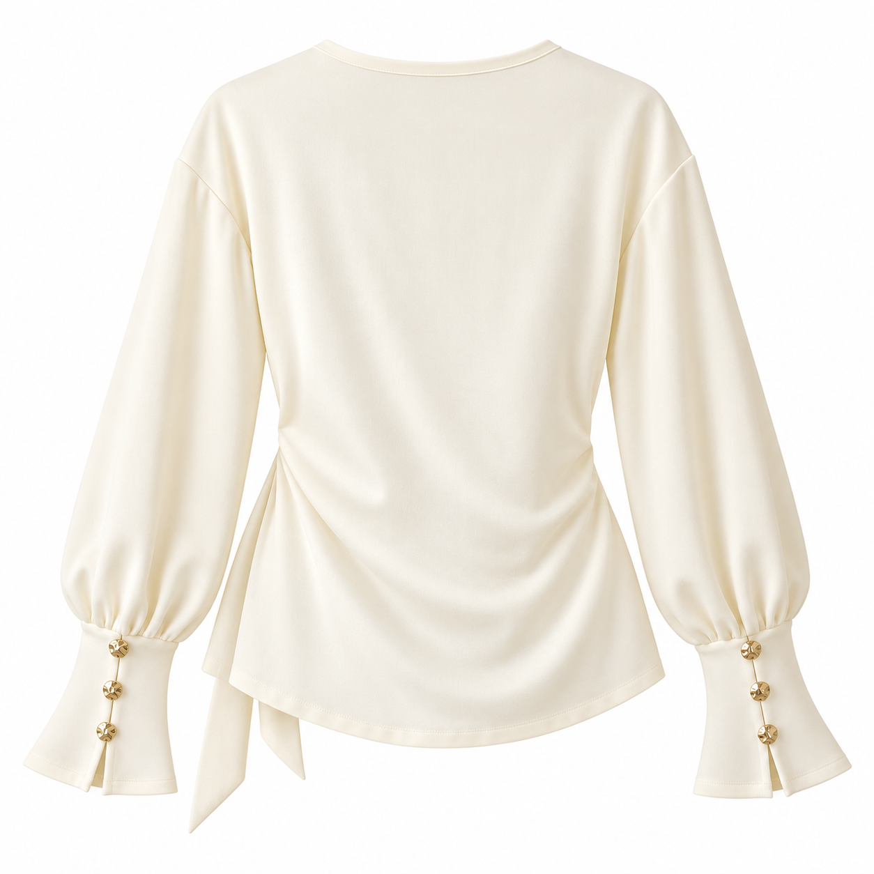 Long Sleeve Wrap Blouse - Cream