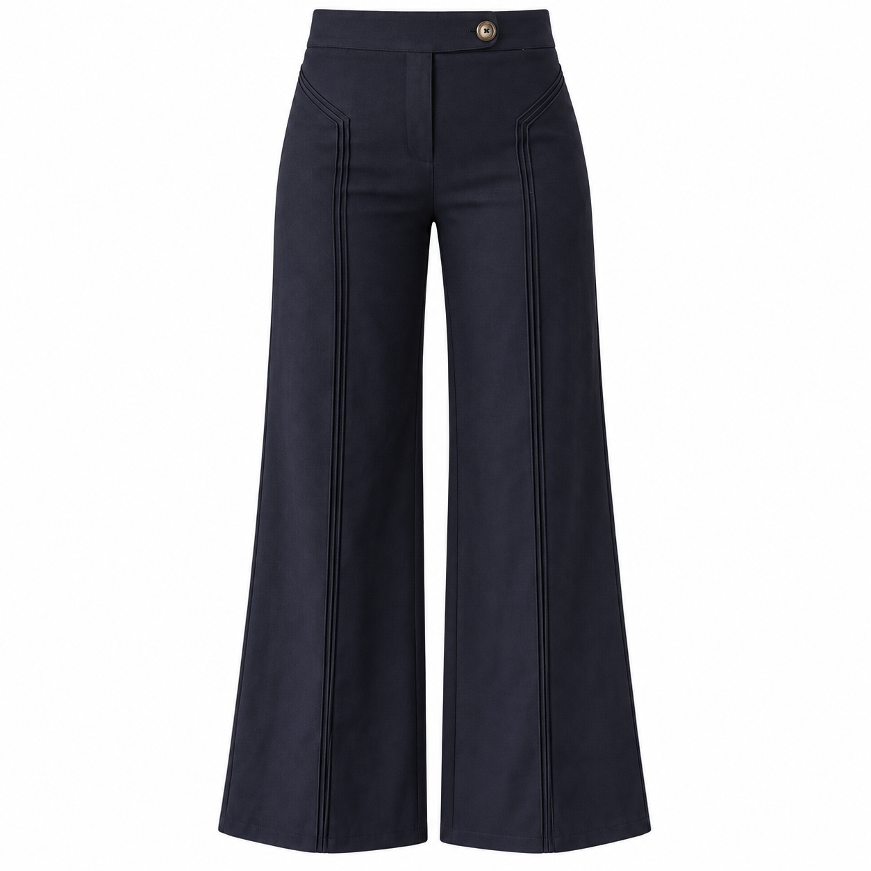 Seam High Waisted Flare Pants - Navy