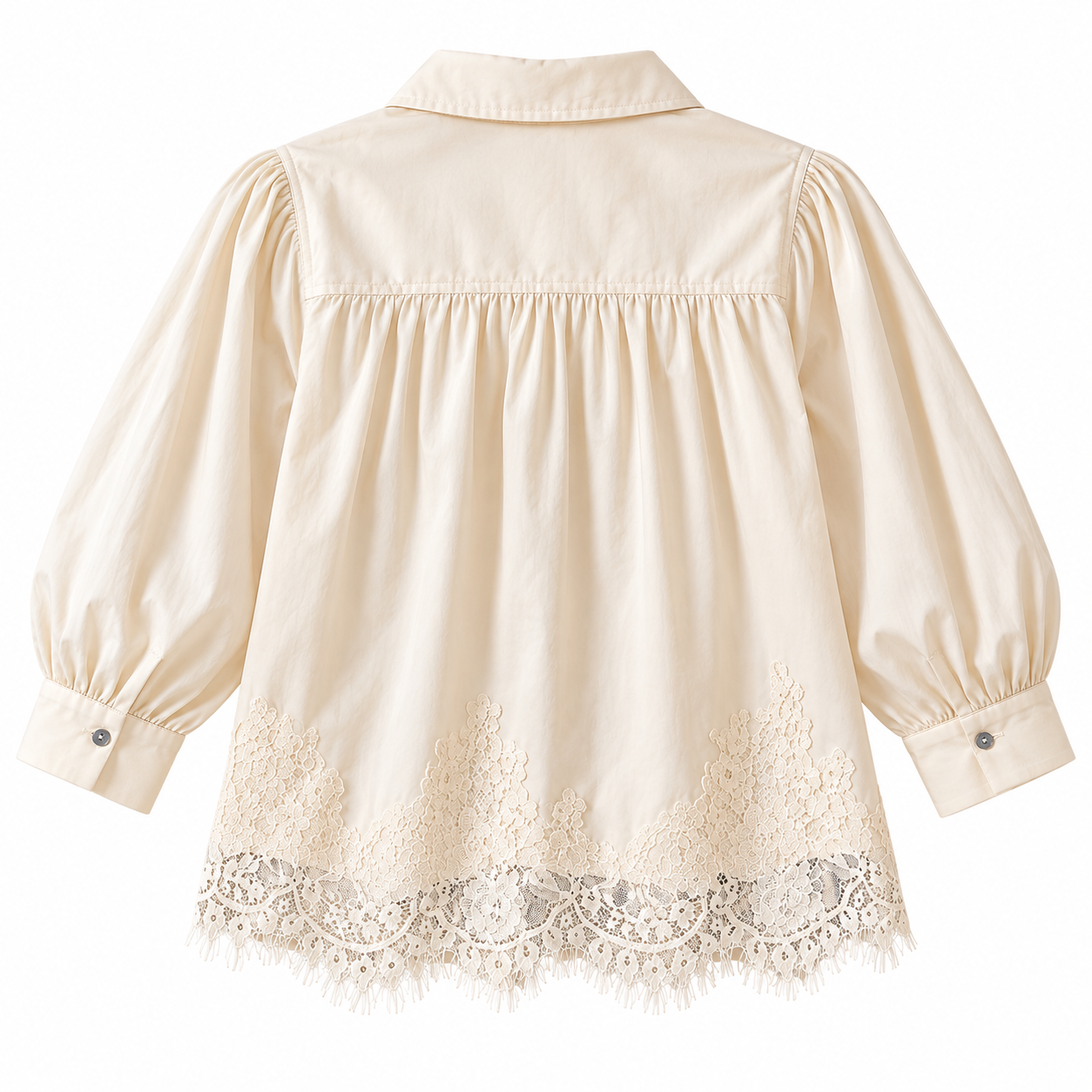 Accent Lace Collared Shirt - Ecru
