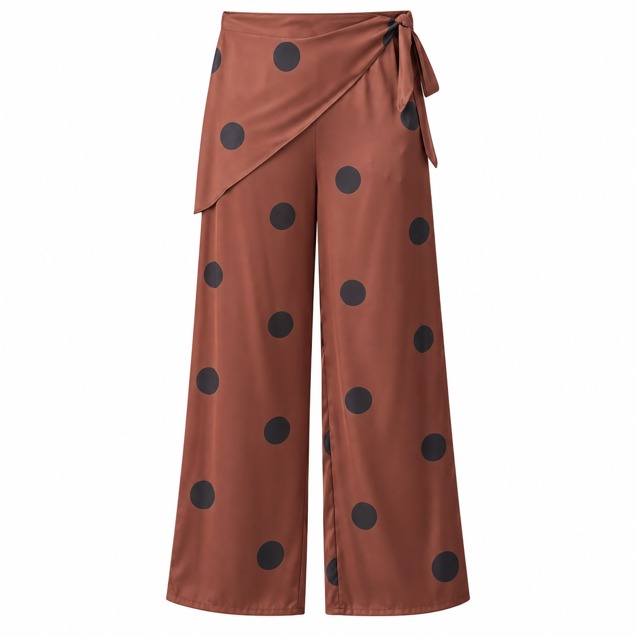 Polka Dot With Overlay Pants-  Brown