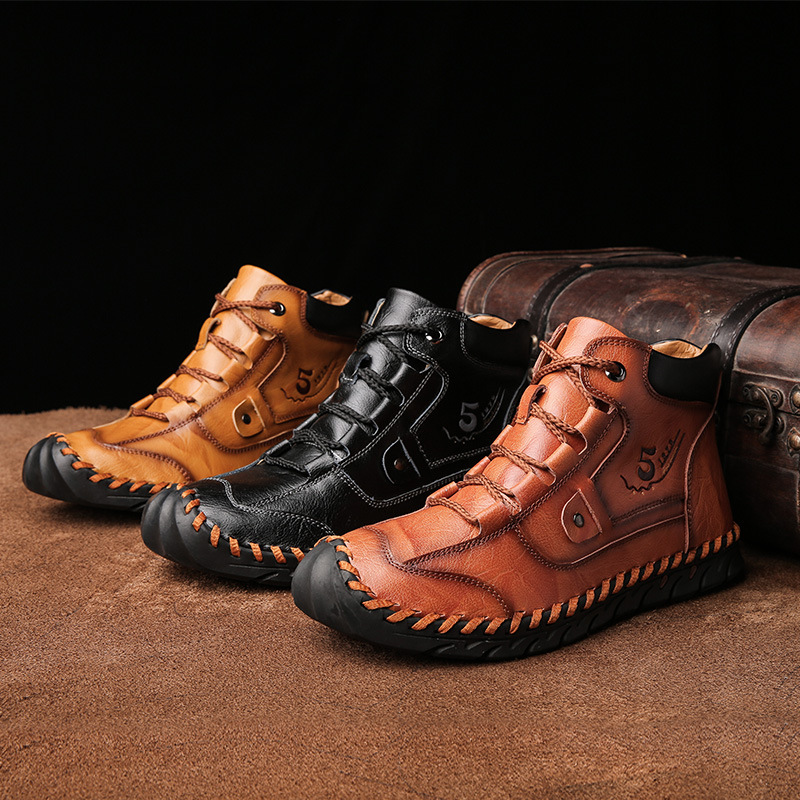 Stitched Hand-Sewn Embossed Cowhide Medical Shoes
