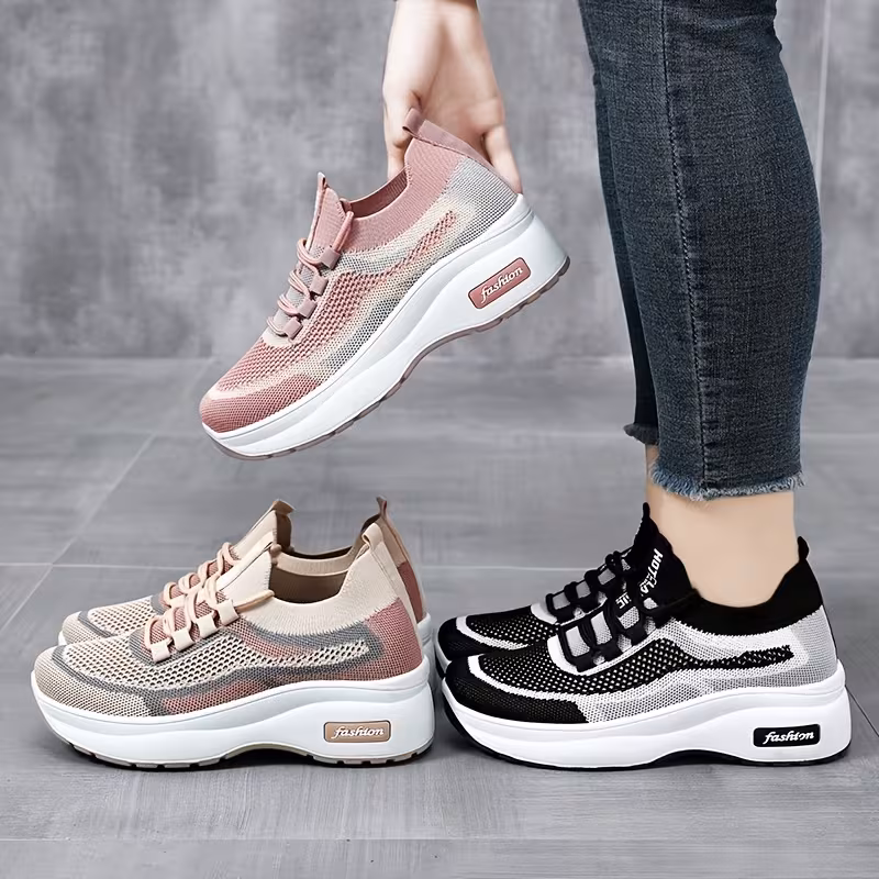 womens casual sneaker breathable knit low   sneaker lightweight and comfortable lace up casual shoes suitable for outdoor   walking sports activities womens shoes women shoes sneakers 2