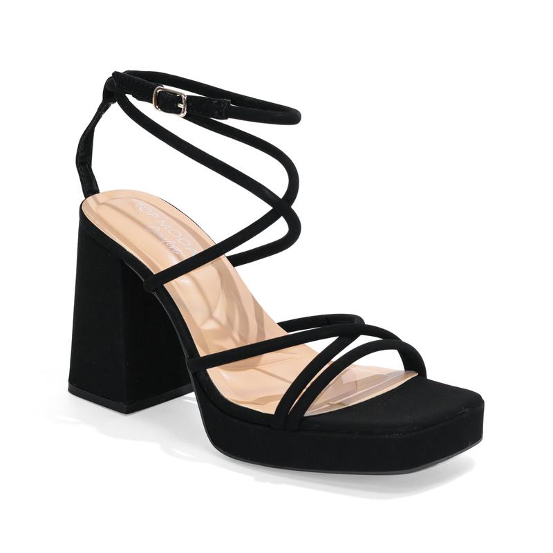 Women’s Square Toe Ankle Strap Platform Block Heels, Size Up for Wide Feet