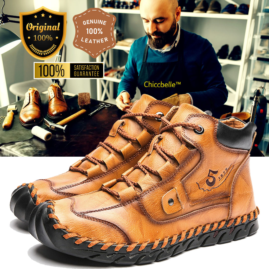 Stitched Hand-Sewn Embossed Cowhide Medical Shoes