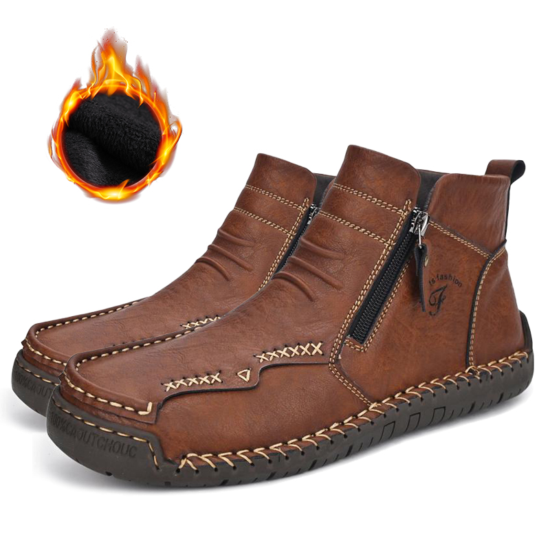 Men's Hand-sewn Cowhide Boots Comfortable Waterproof And Non-slip