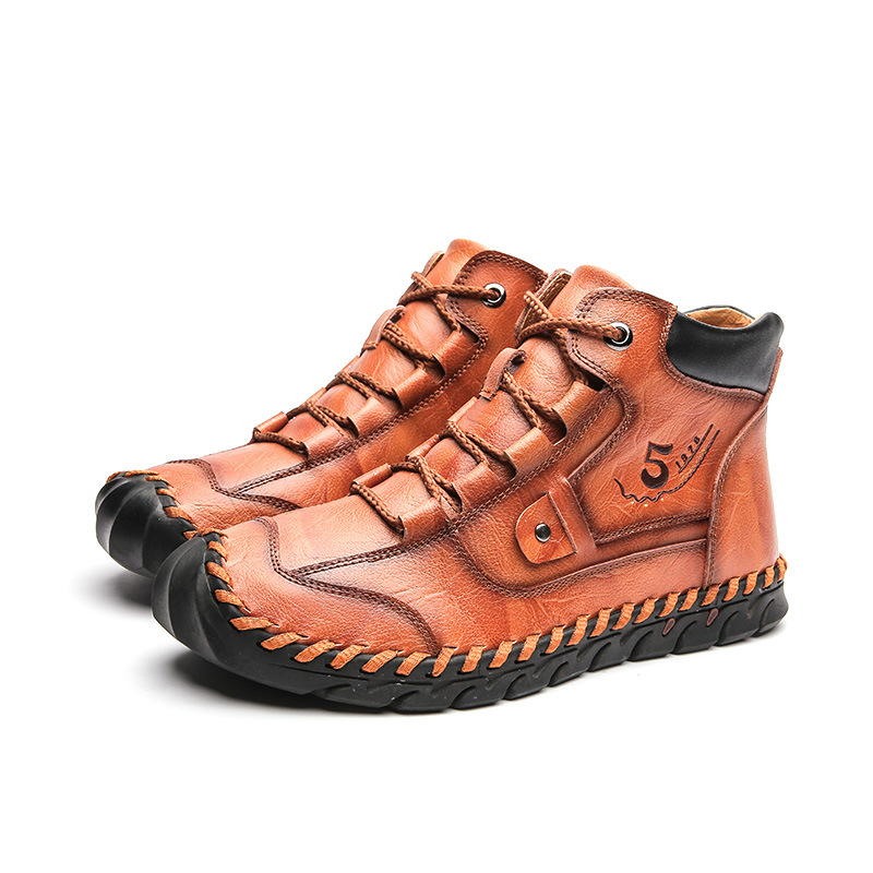 Stitched Hand-Sewn Embossed Cowhide Medical Shoes