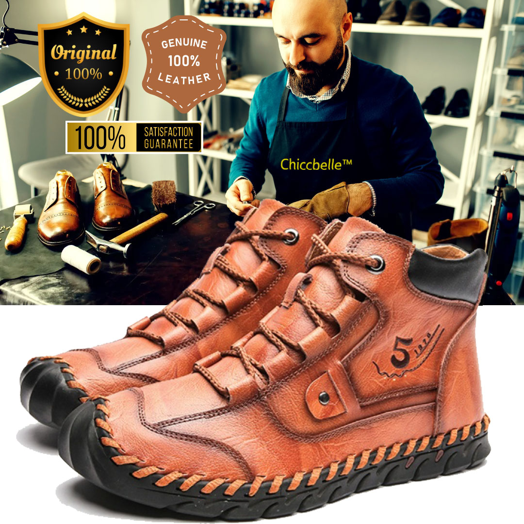 Stitched Hand-Sewn Embossed Cowhide Medical Shoes