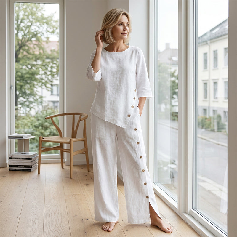 ⏳Time-Limited Special⏰Women's Irregular Hem Top & Wide Leg Pants Two-Piece Set