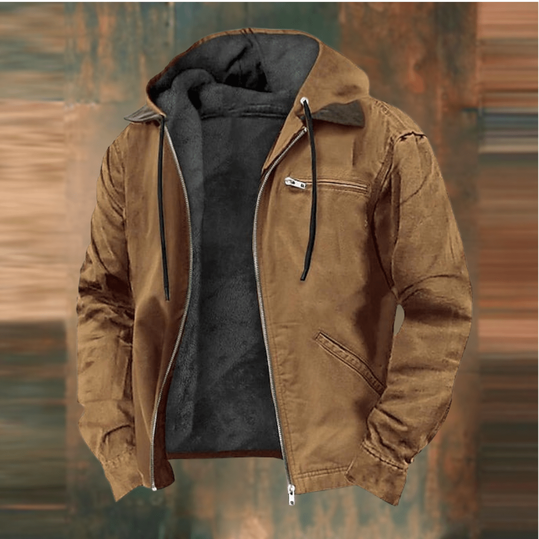 Fleece Lined Jacket - Hooded - Zip-Up - Winter Jacket - Men's Jackets