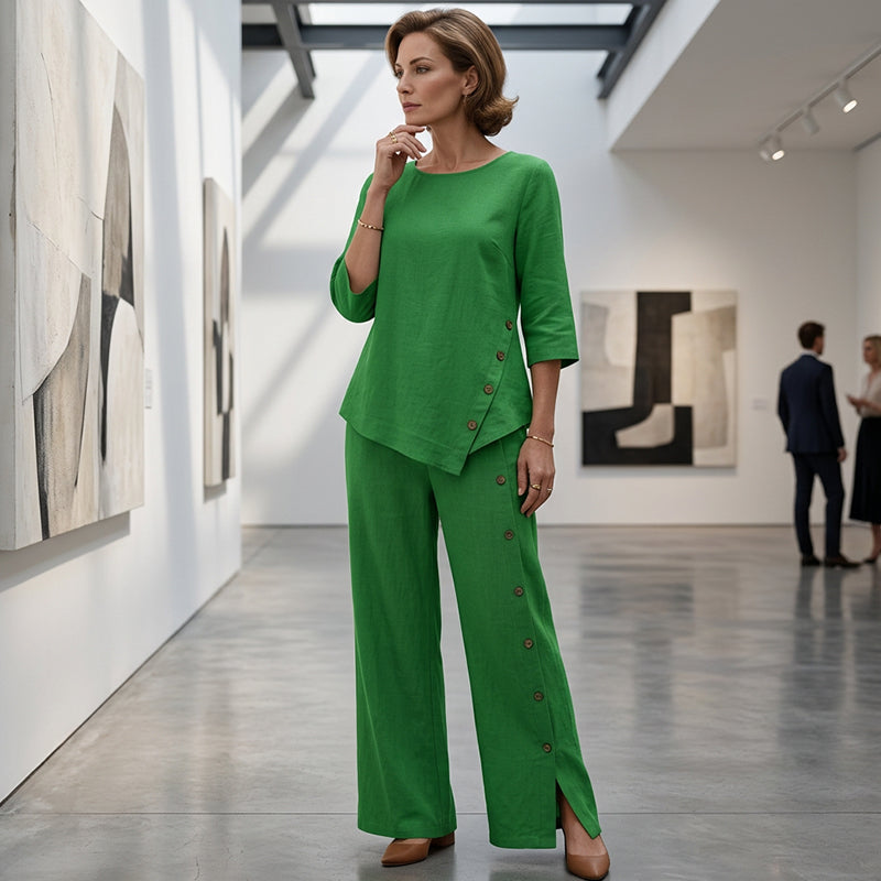 ⏳Time-Limited Special⏰Women's Irregular Hem Top & Wide Leg Pants Two-Piece Set