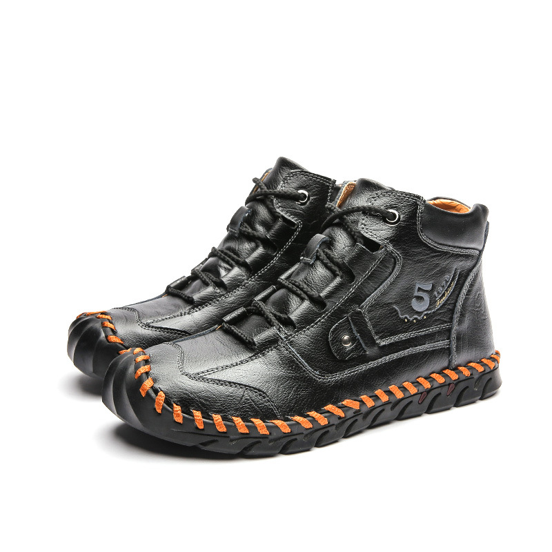 Stitched Hand-Sewn Embossed Cowhide Medical Shoes