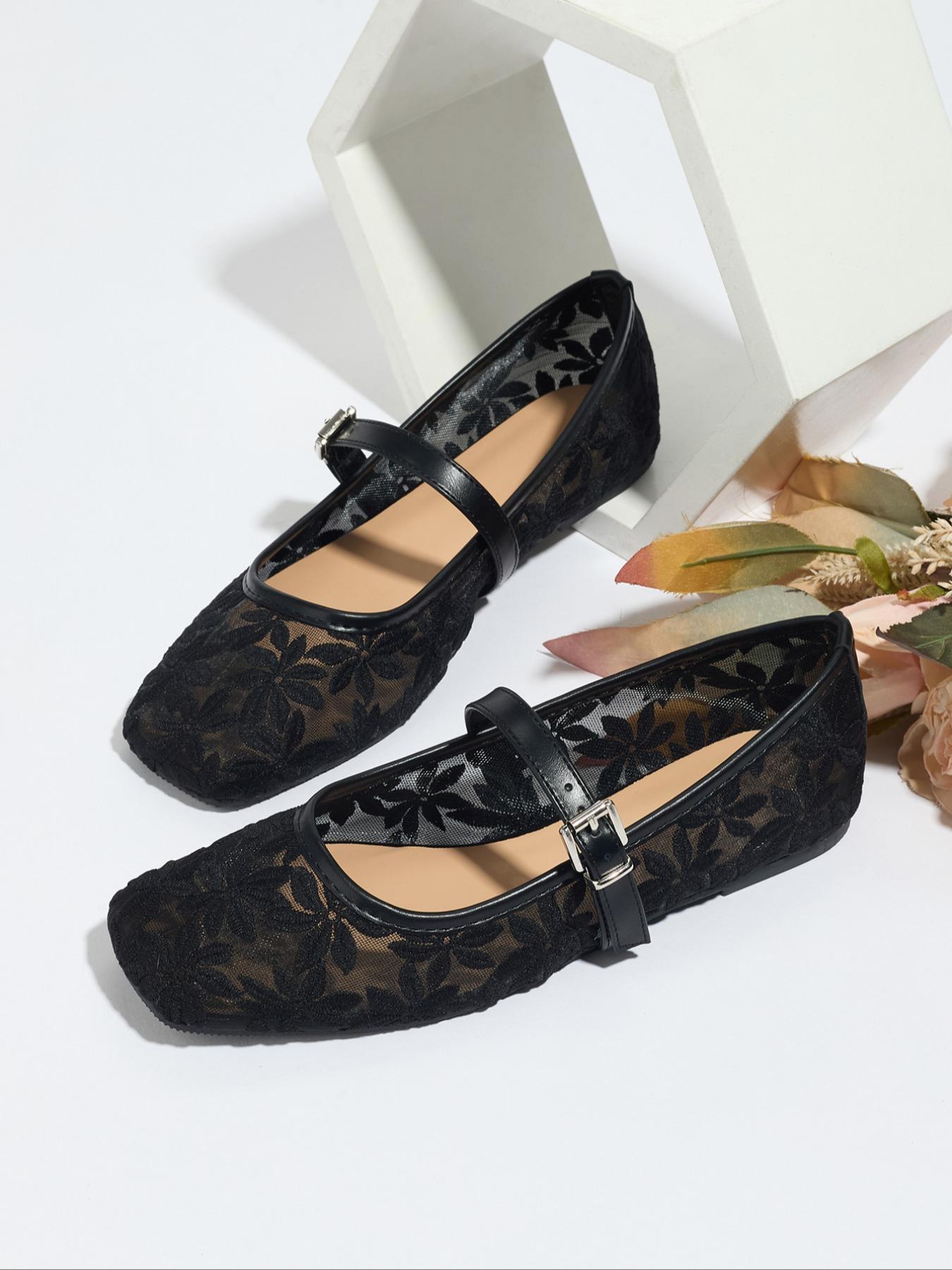 Women's Elegant Lace Pattern Ballet Flats, Chic Ballet Flats, Ballerina Flats, Fashionable Pointed Toe Casual Trendy Flat Shoes for Summer, Lightweight Breathable Comfortable Shoes for Daily Wear, Versatile Flat Shoes, Girl