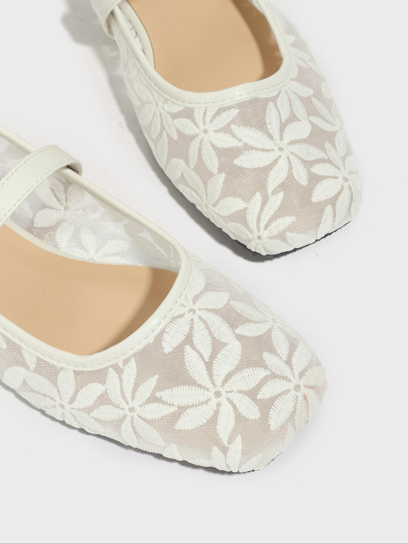 Women's Elegant Lace Pattern Ballet Flats, Chic Ballet Flats, Ballerina Flats, Fashionable Pointed Toe Casual Trendy Flat Shoes for Summer, Lightweight Breathable Comfortable Shoes for Daily Wear, Versatile Flat Shoes, Girl