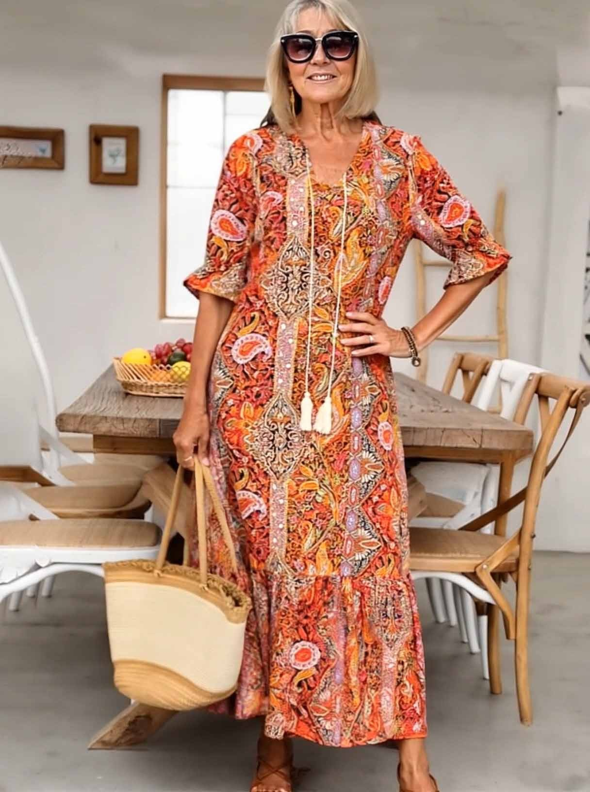 Summer Casual Vacation Paisley Print Dress