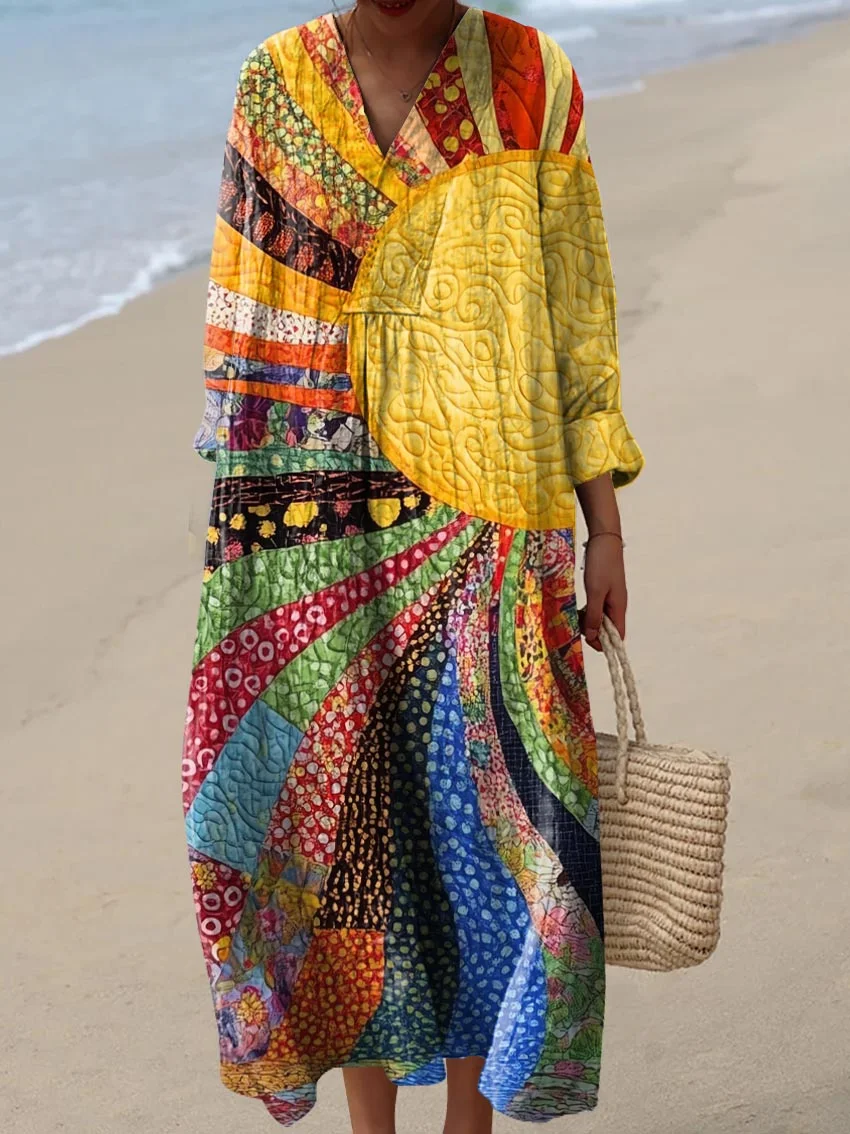 Colorful Warm Sunshine & Sea of Flowers Print Buttoned Cardigan Sweater