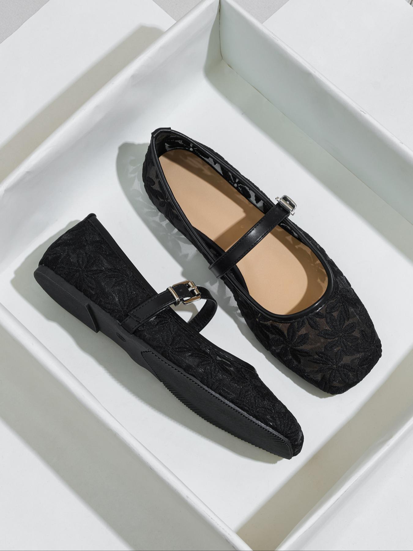 Women's Elegant Lace Pattern Ballet Flats, Chic Ballet Flats, Ballerina Flats, Fashionable Pointed Toe Casual Trendy Flat Shoes for Summer, Lightweight Breathable Comfortable Shoes for Daily Wear, Versatile Flat Shoes, Girl