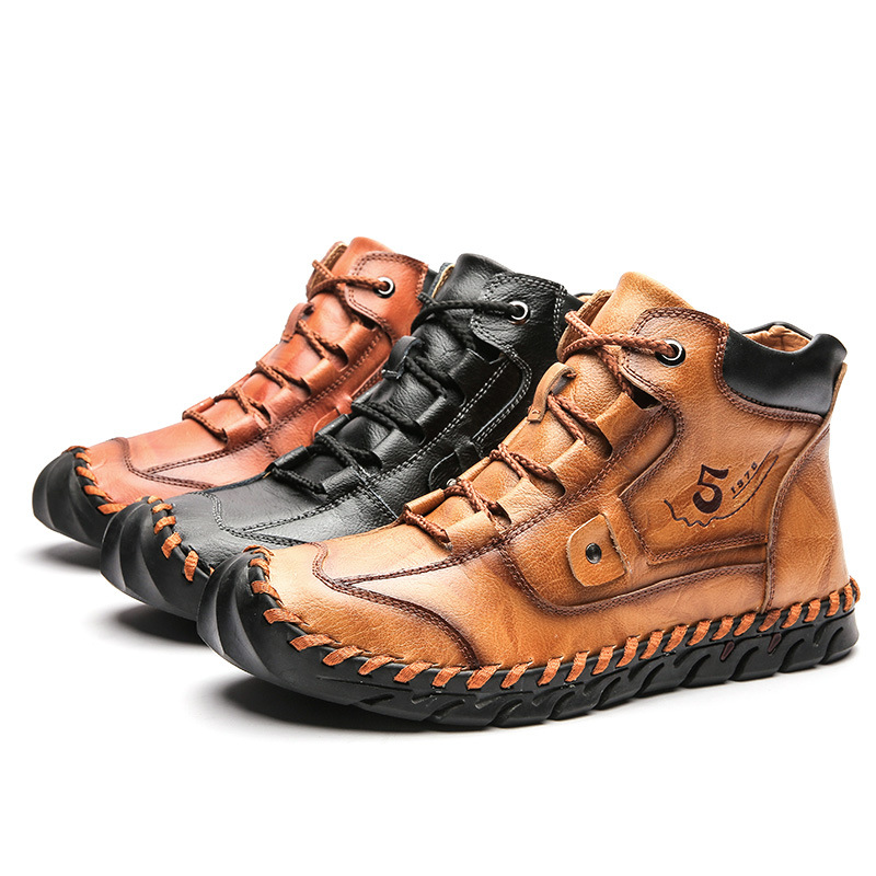 Stitched Hand-Sewn Embossed Cowhide Medical Shoes